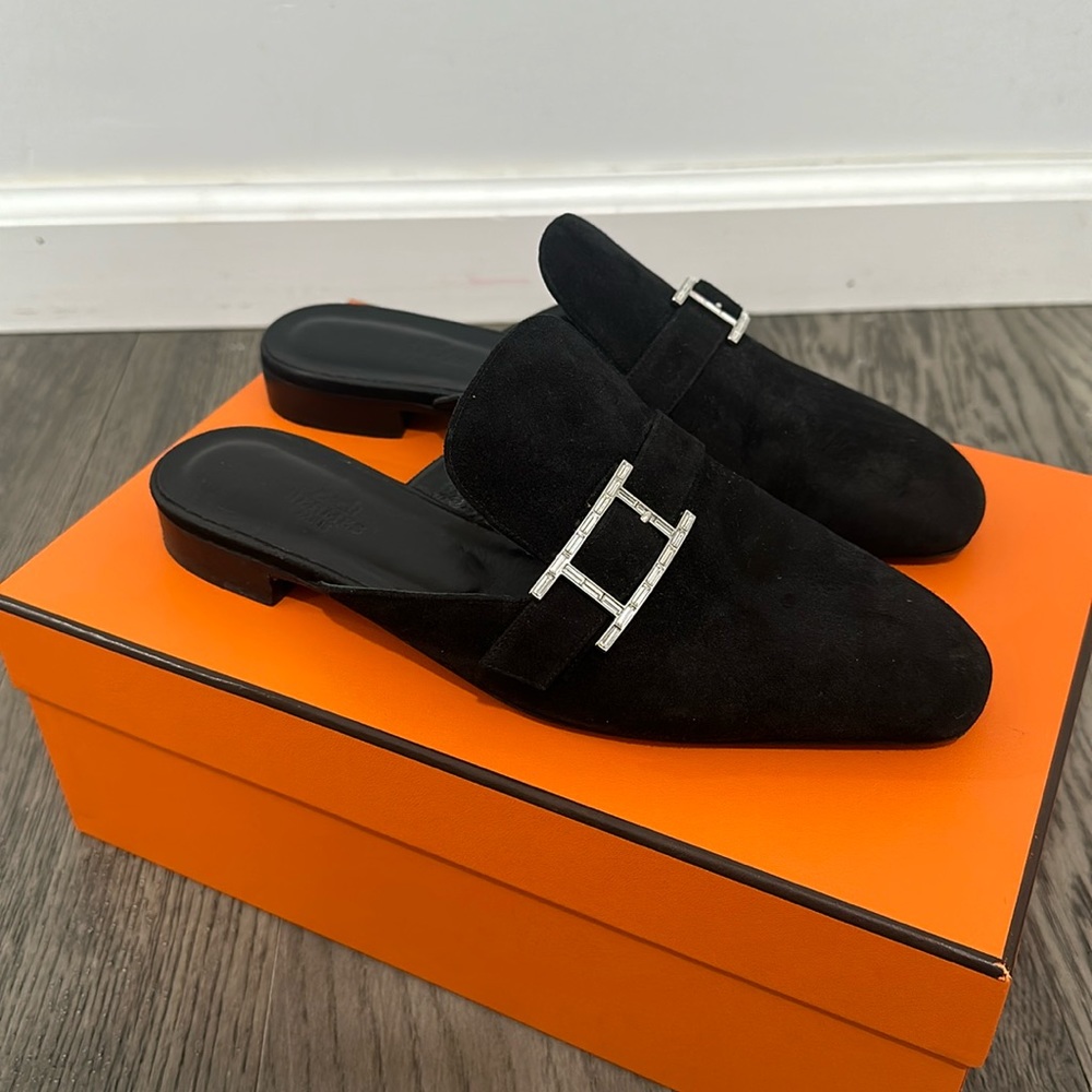 Beauty Velvet goatskin women’s mule 37.5 Noir